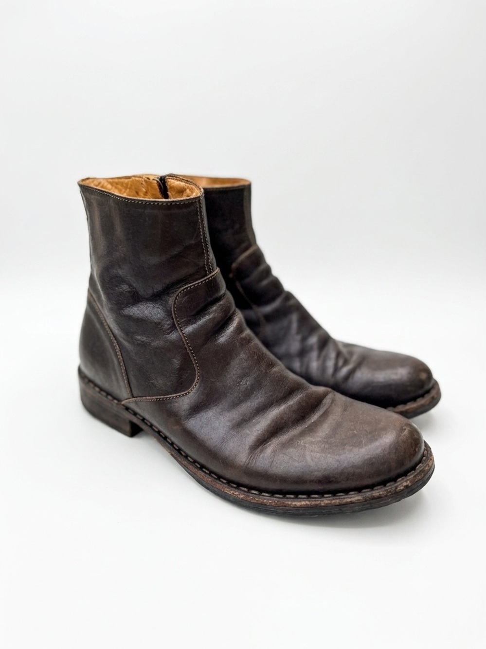 Fiorentini + Baker Men's Dark Brown Leather Zip Ankle Boots Size US 7 / EU 40